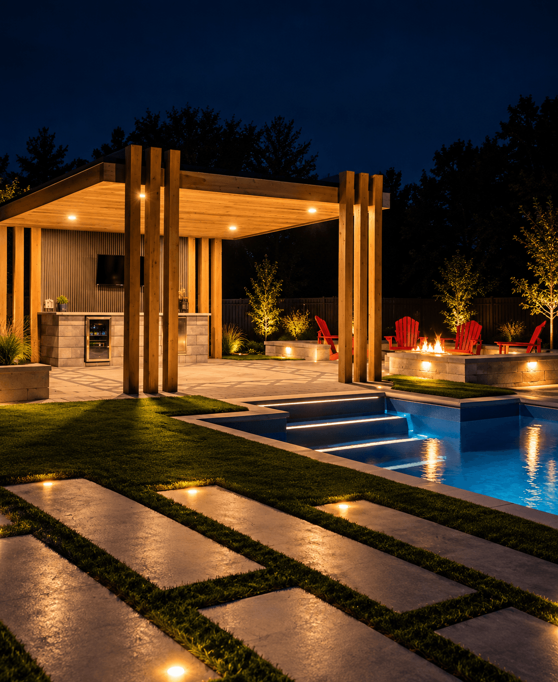 Modern Backyard Oasis with Pool — Manotick