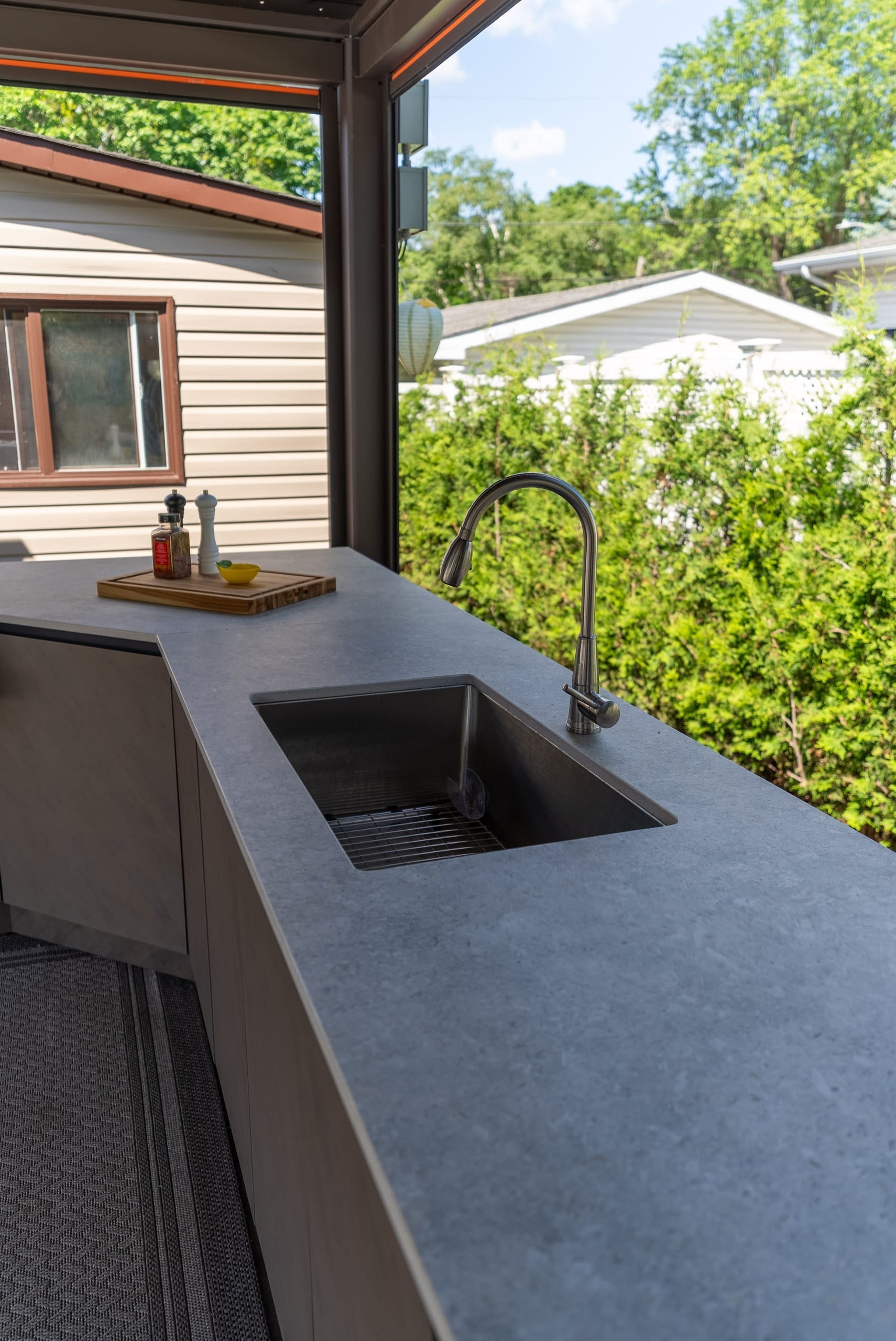 Custom Stainless Steel Outdoor Kitchen & Motorized Pergola — 2