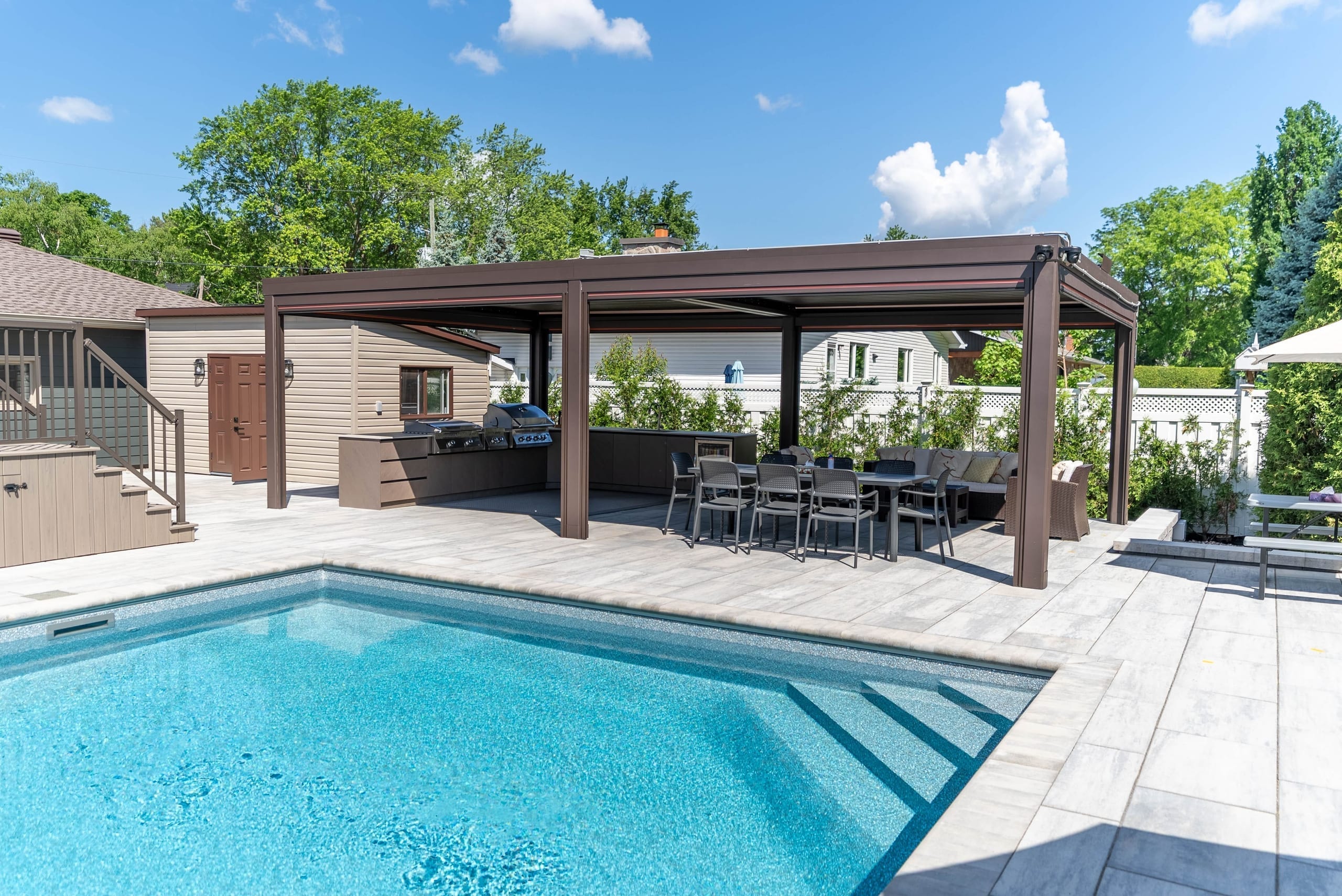 Custom Stainless Steel Outdoor Kitchen & Motorized Pergola — 3