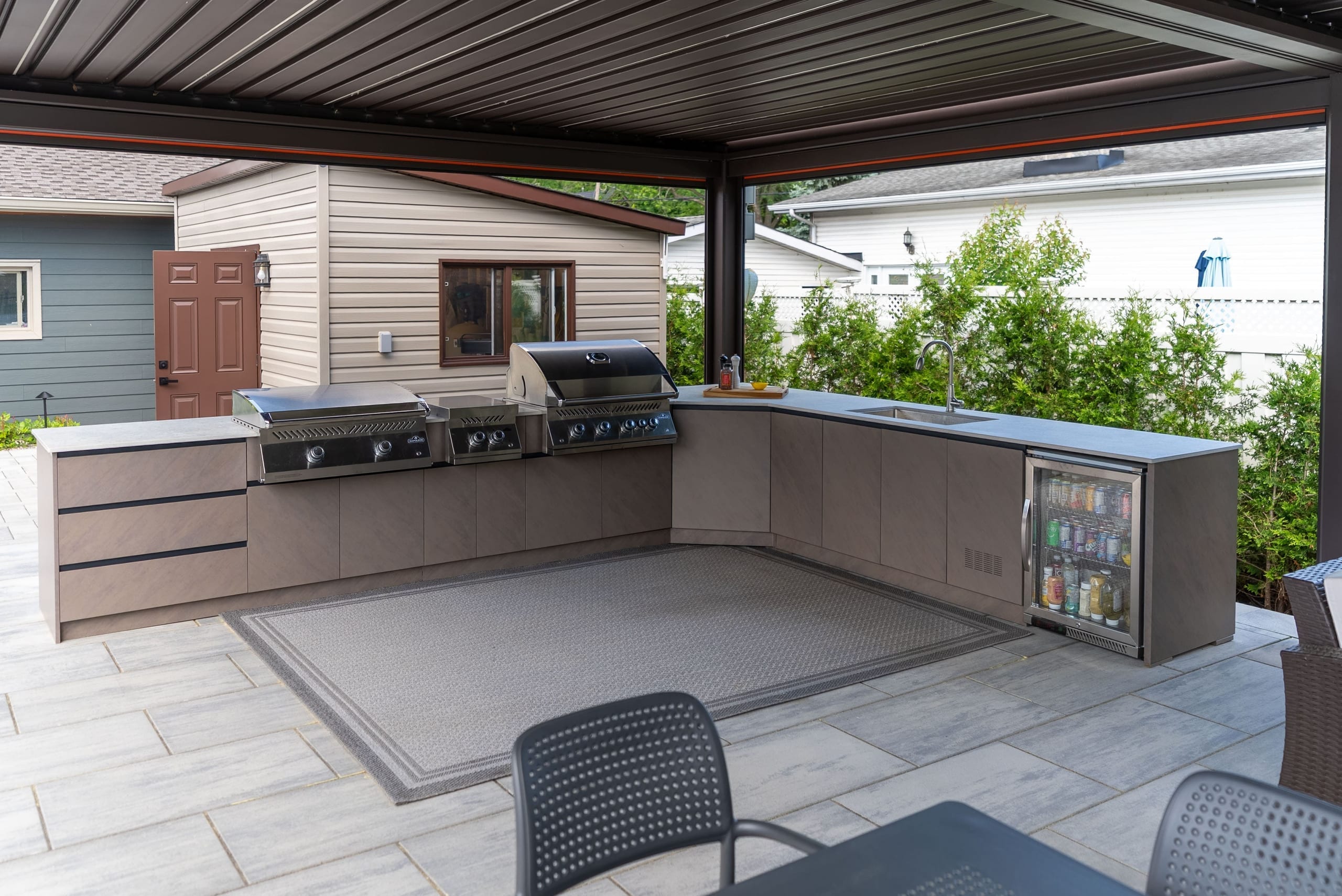 Custom Stainless Steel Outdoor Kitchen & Motorized Pergola — 5