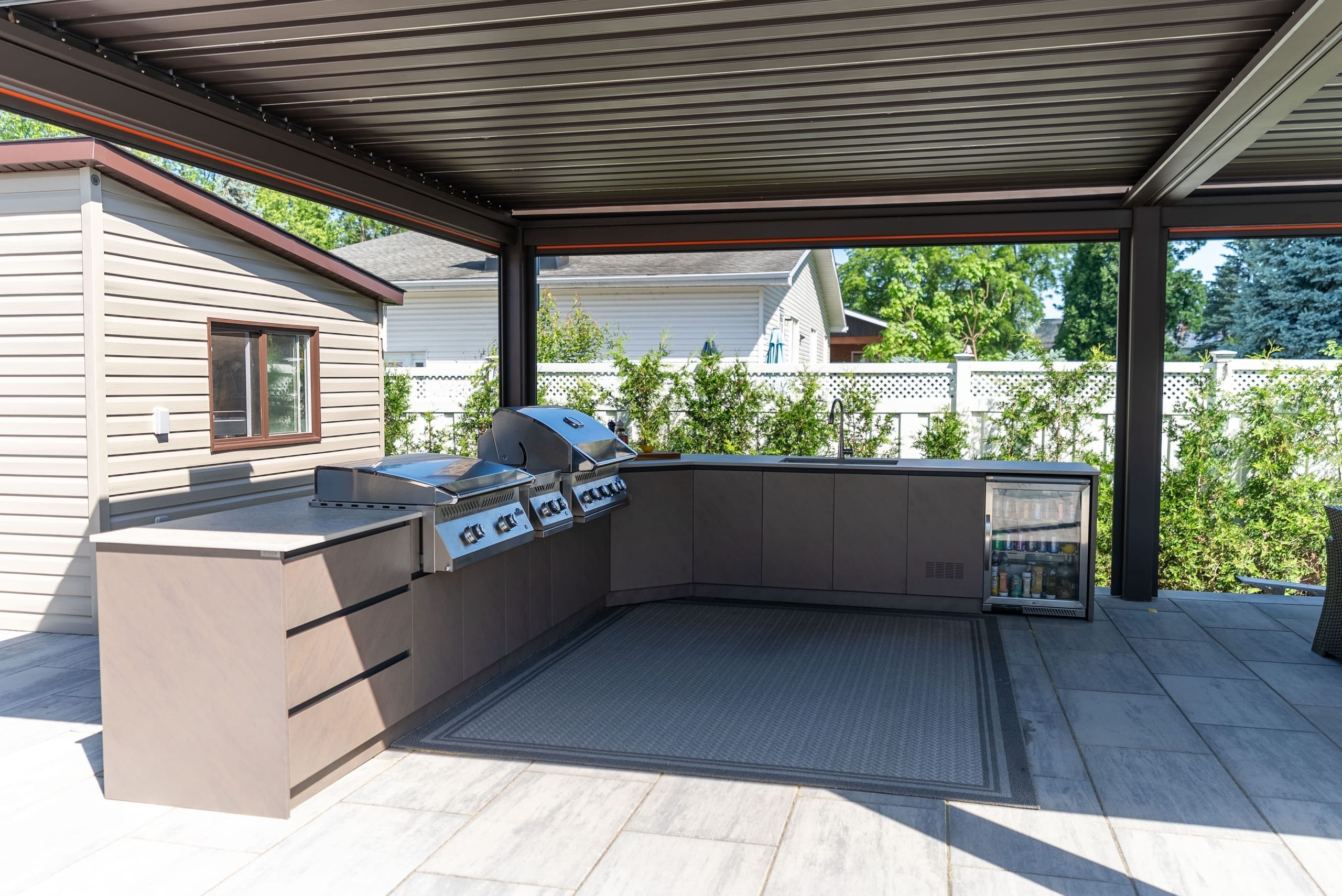 Custom Stainless Steel Outdoor Kitchen & Motorized Pergola — 10