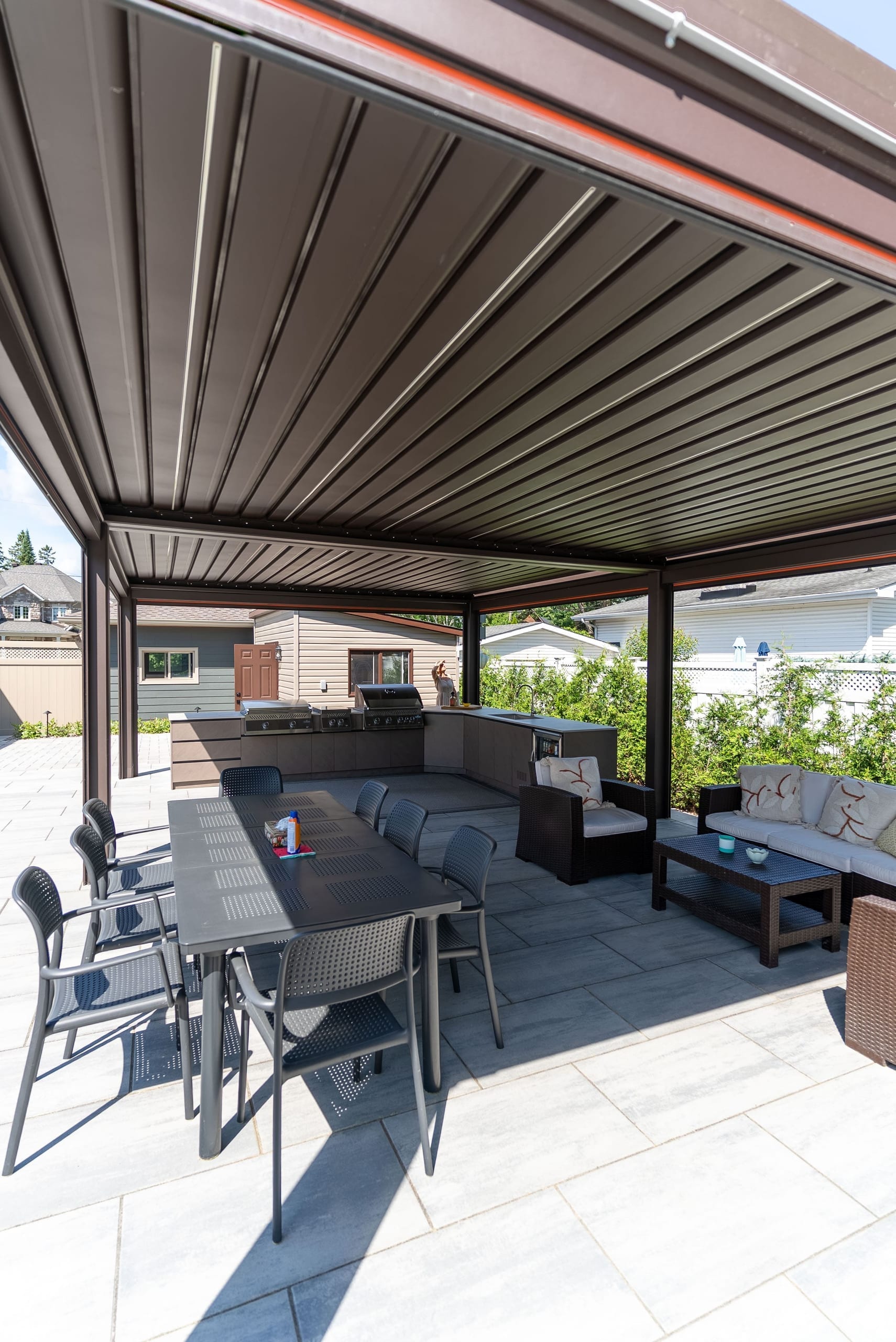 Custom Stainless Steel Outdoor Kitchen & Motorized Pergola — 12