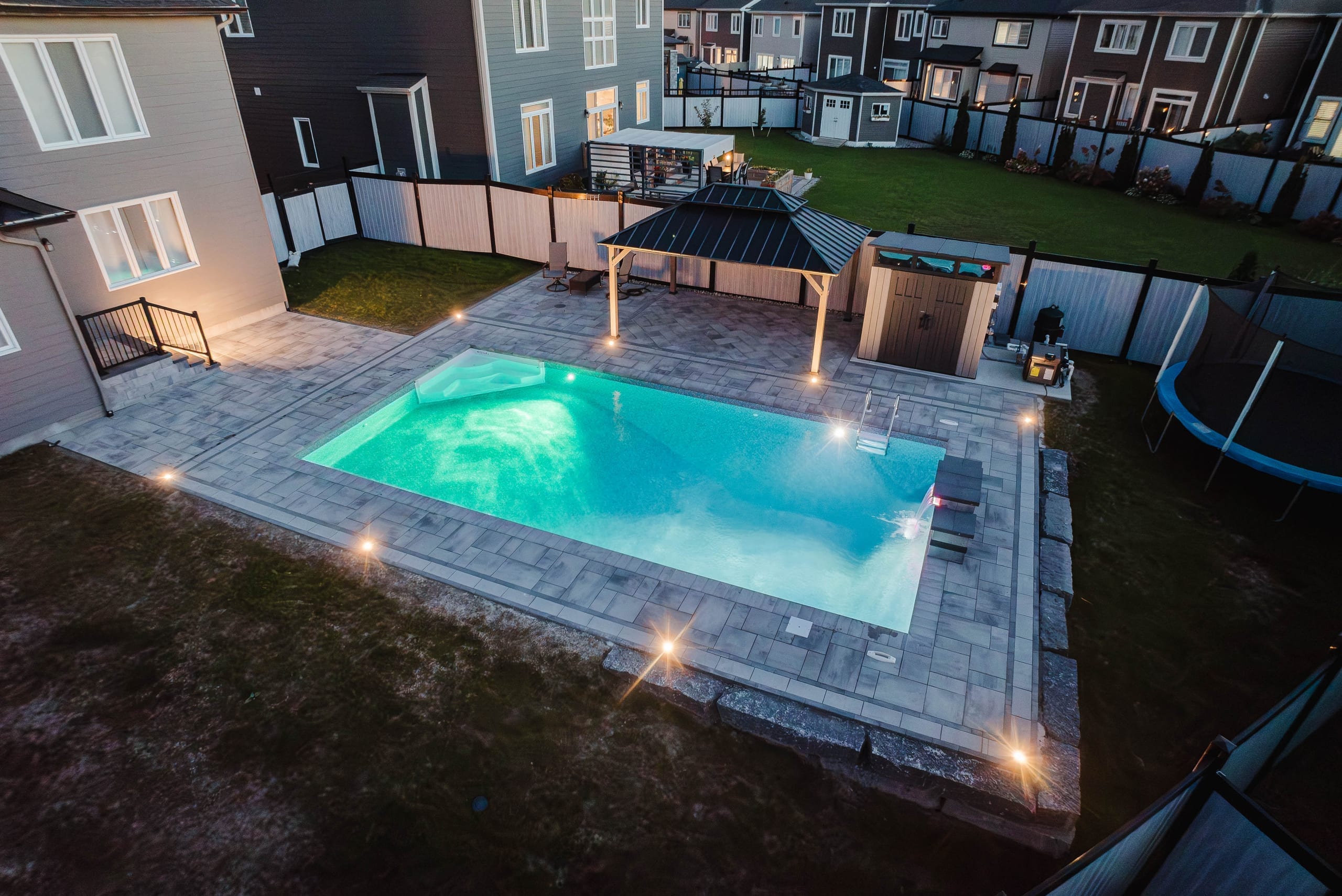 Custom Vinyl Liner Pool & Interlock Backyard — Stittsville — 10
