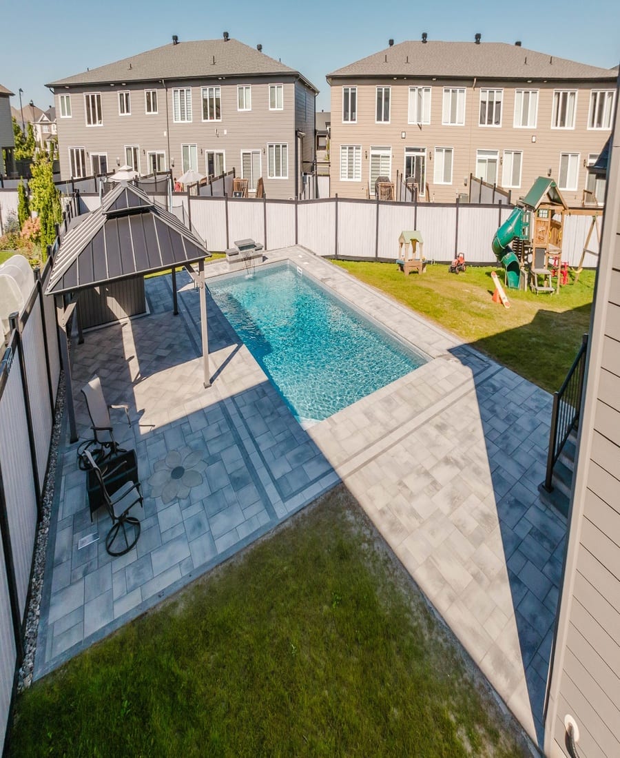 Custom Vinyl Liner Pool & Interlock Backyard — Stittsville