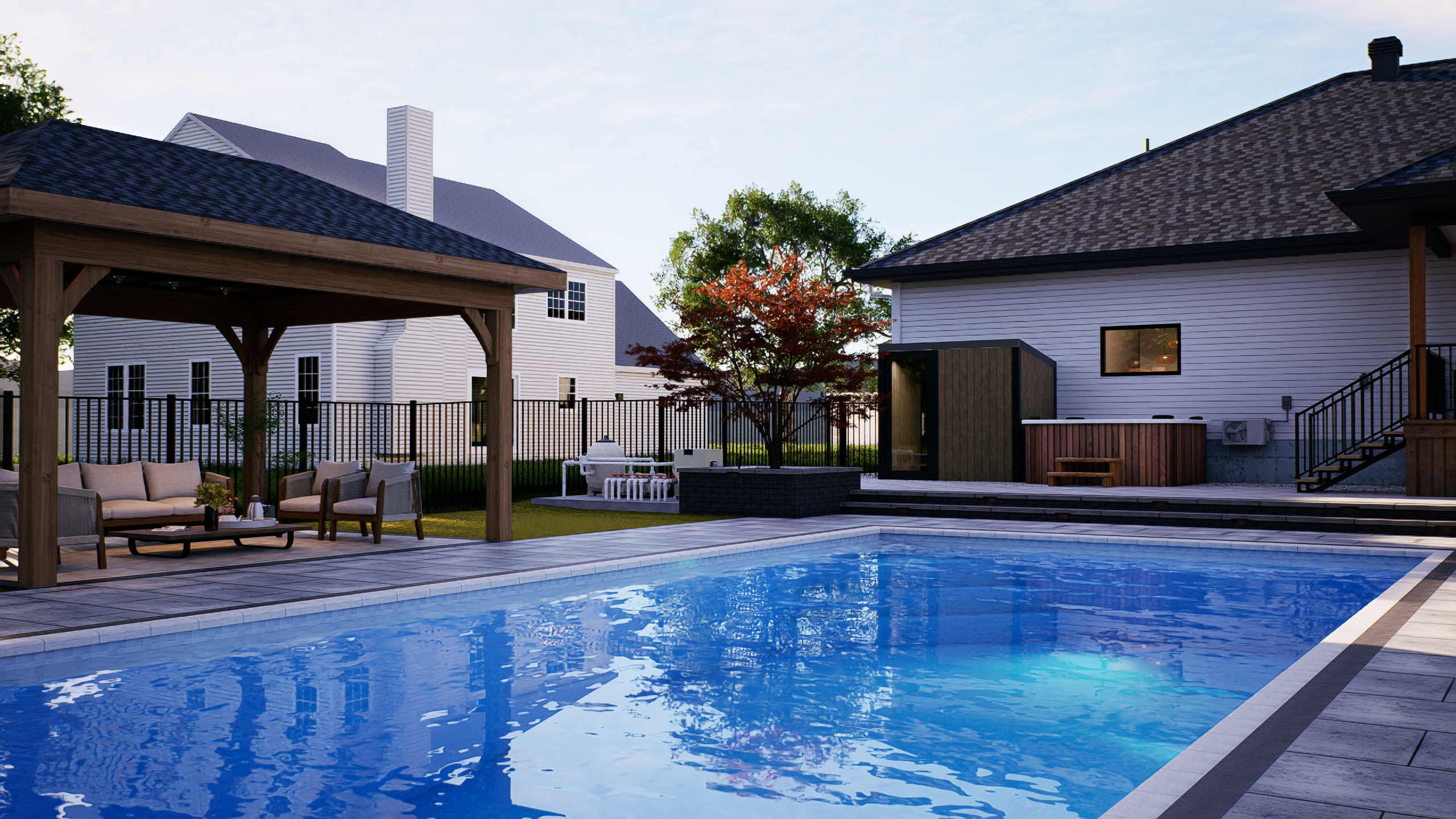 Luxury Backyard 3D Design  Pool, Pergola & Outdoor Living — 10