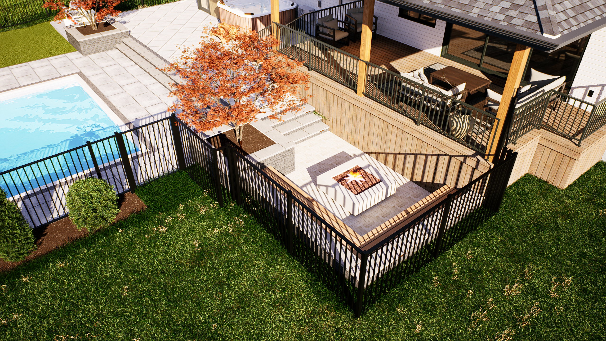 Luxury Backyard 3D Design  Pool, Pergola & Outdoor Living — 11