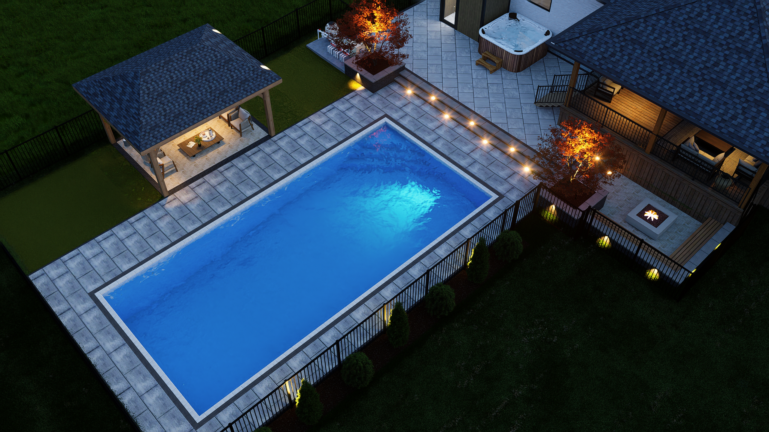 Luxury Backyard 3D Design  Pool, Pergola & Outdoor Living — 13