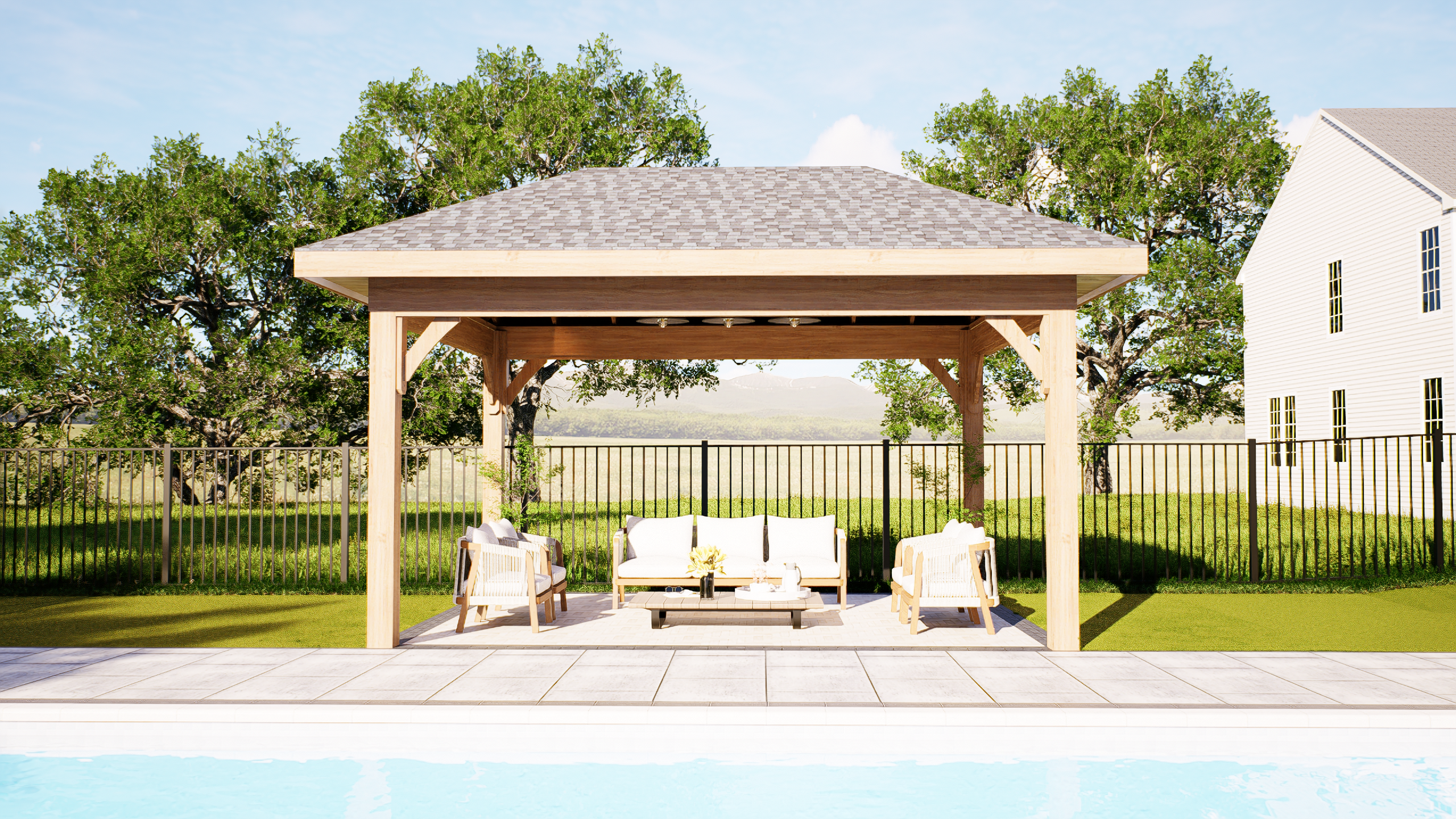 Luxury Backyard 3D Design  Pool, Pergola & Outdoor Living — 14