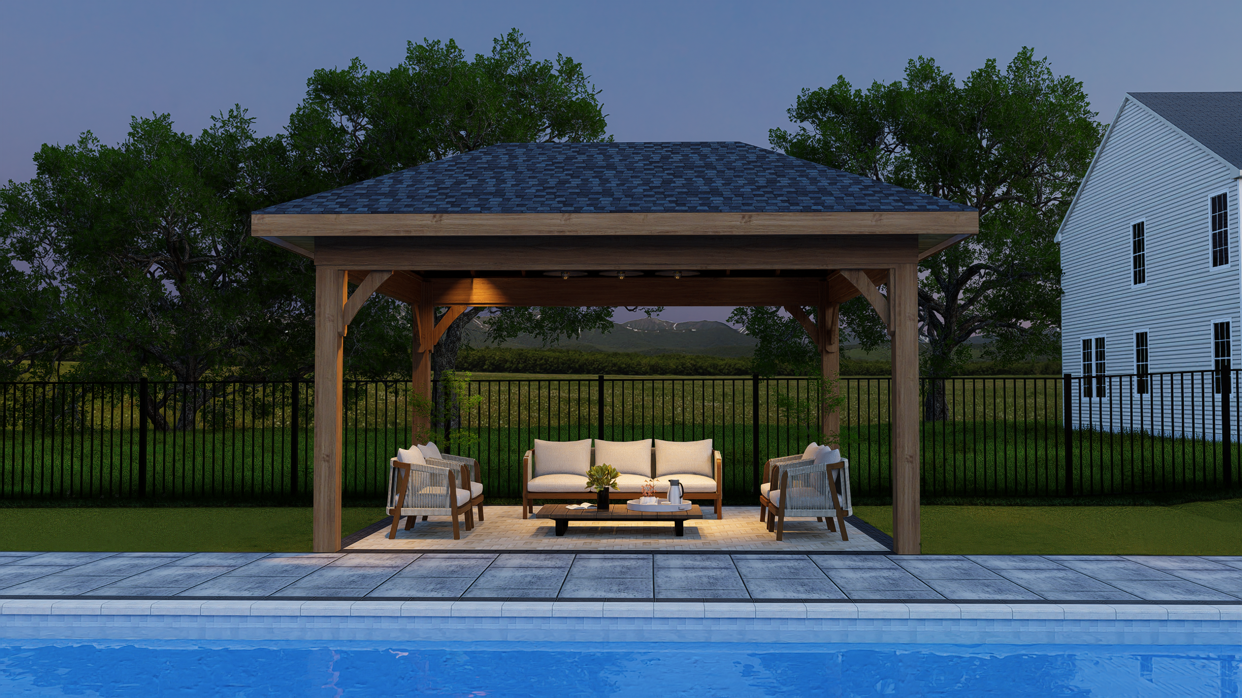 Luxury Backyard 3D Design  Pool, Pergola & Outdoor Living — 15