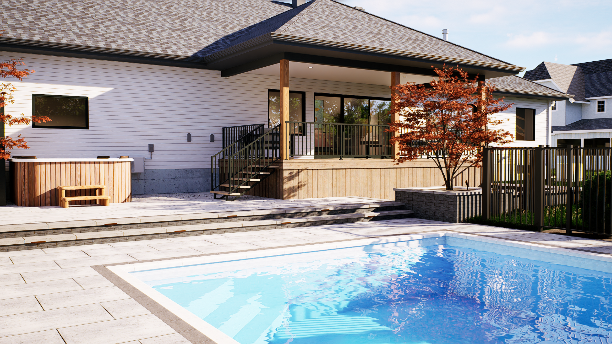 Luxury Backyard 3D Design  Pool, Pergola & Outdoor Living — 16