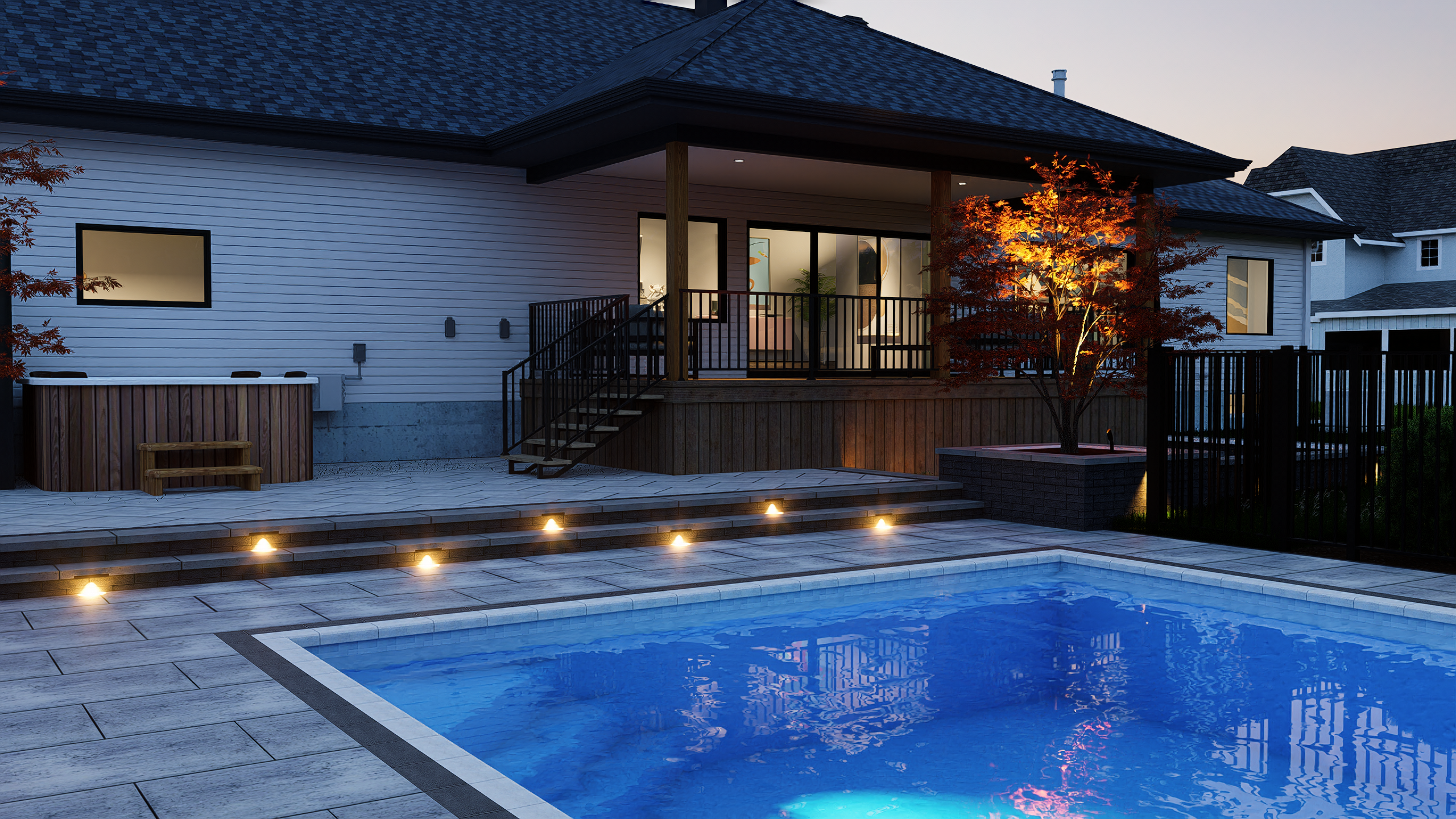 Luxury Backyard 3D Design  Pool, Pergola & Outdoor Living — 17