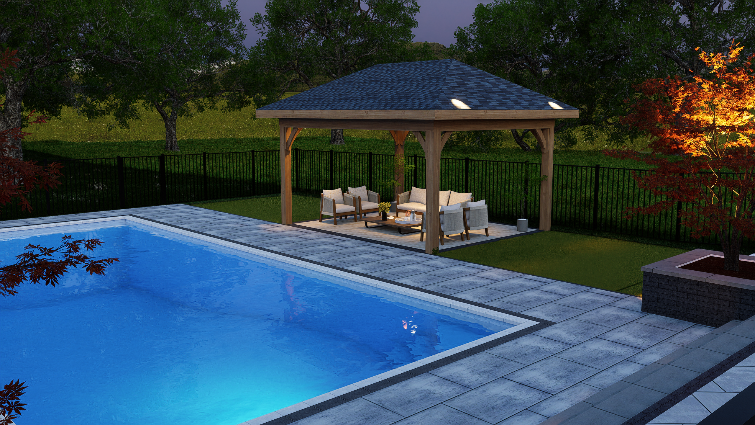 Luxury Backyard 3D Design  Pool, Pergola & Outdoor Living — 18