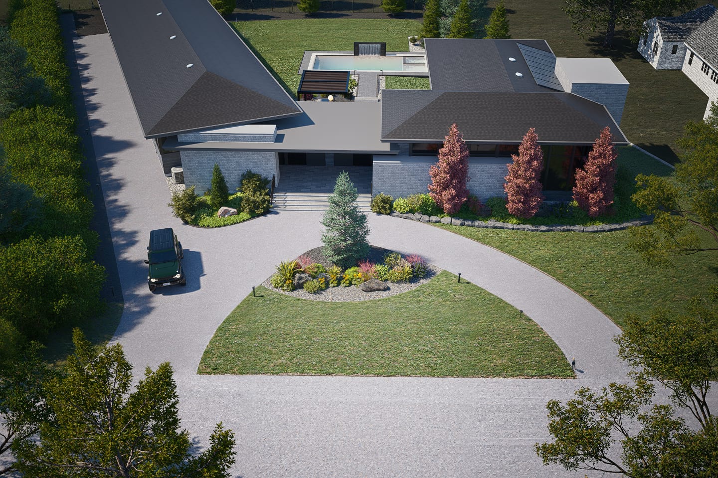 Luxury Estate 3D Landscape Design with Pool & Waterfall — 4