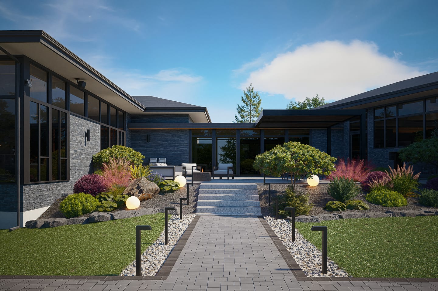 Luxury Estate 3D Landscape Design with Pool & Waterfall — 5
