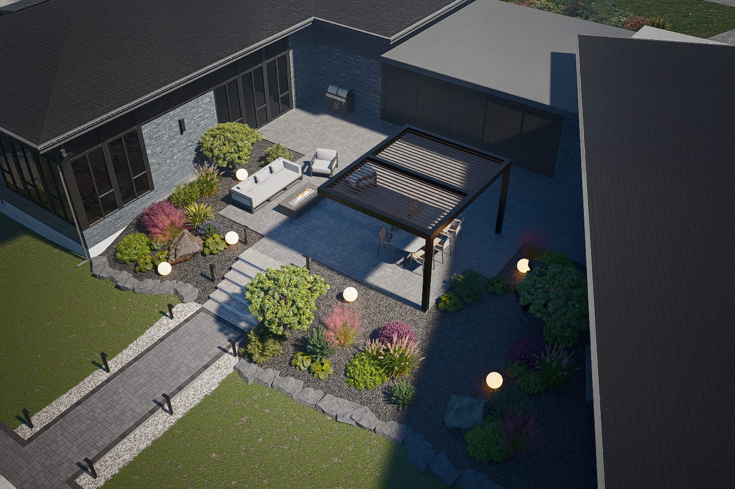 Luxury Estate 3D Landscape Design with Pool & Waterfall — 8