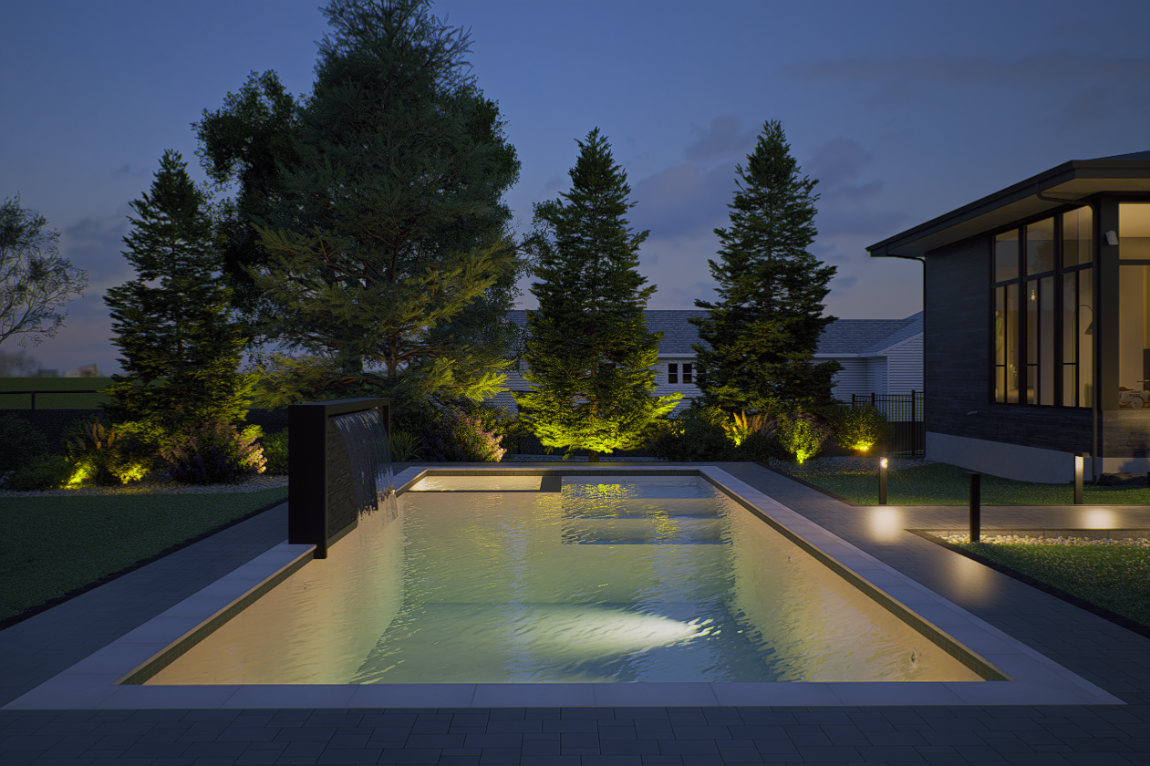 Luxury Estate 3D Landscape Design with Pool & Waterfall — 16