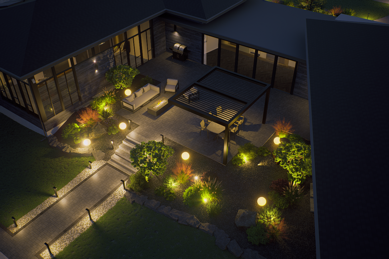 Luxury Estate 3D Landscape Design with Pool & Waterfall — 17