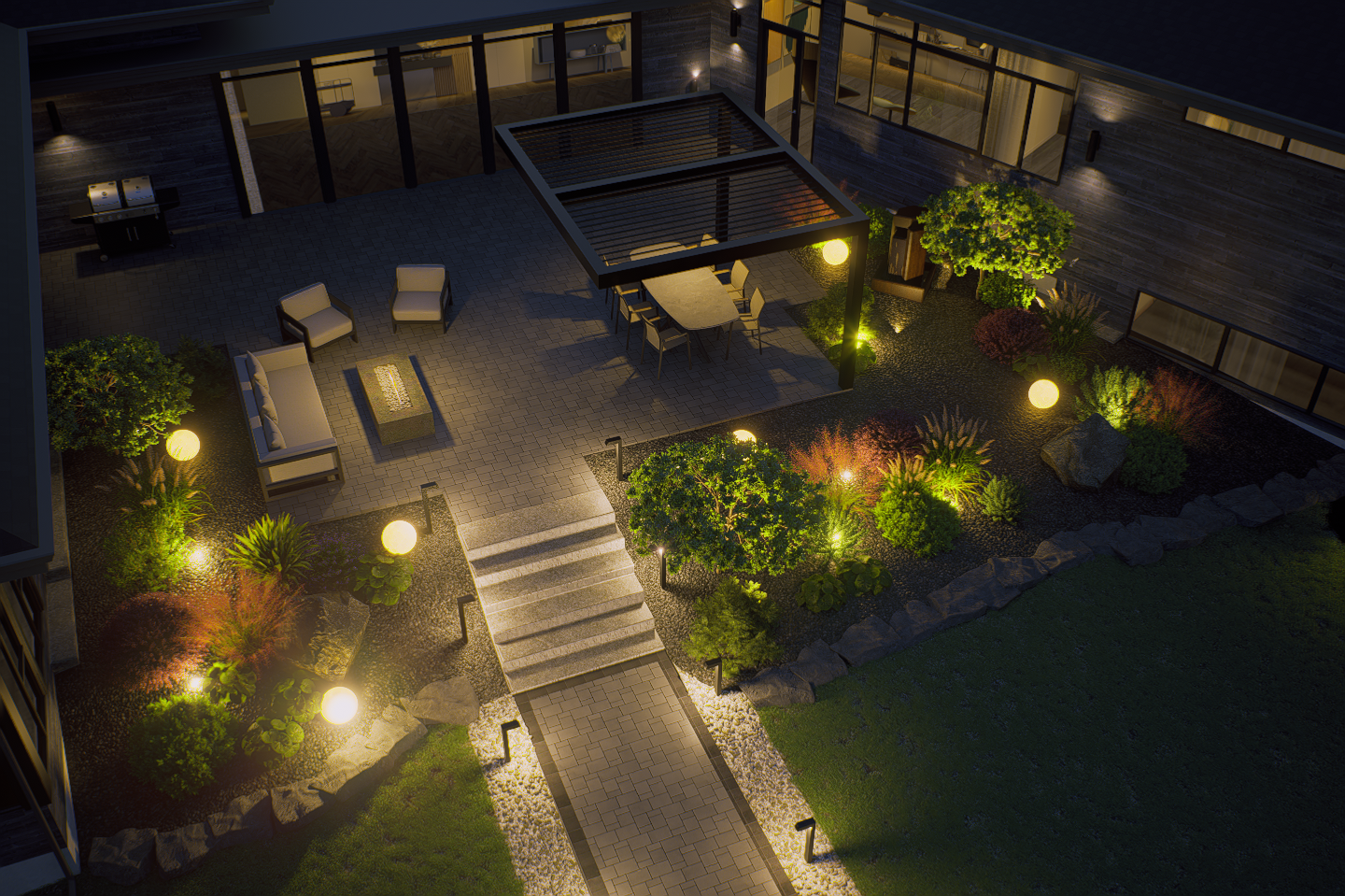 Luxury Estate 3D Landscape Design with Pool & Waterfall — 18