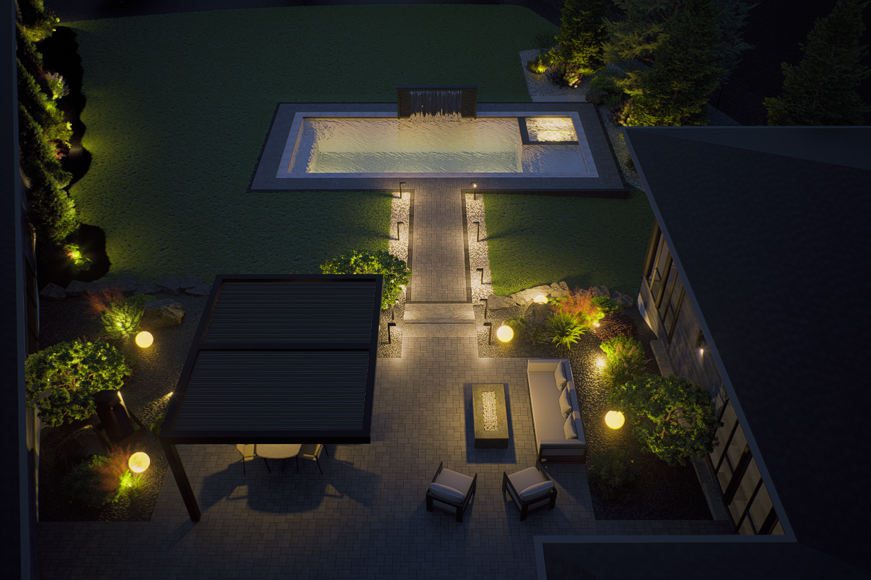 Luxury Estate 3D Landscape Design with Pool & Waterfall — 19