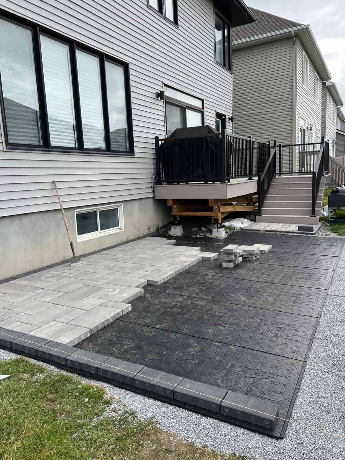 backyard patio extension interlocking tiles